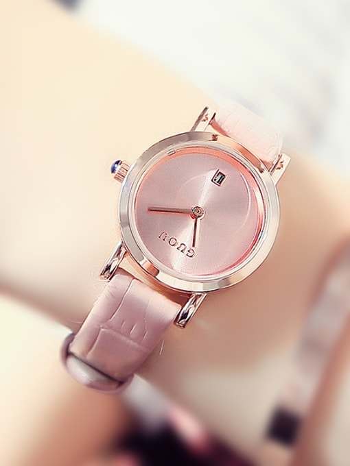 pink GUOU Brand Simple Mechanical Women Watch