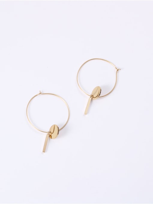 GROSE Titanium With Gold Plated Simplistic Round  Pendant  Hoop Earrings 2