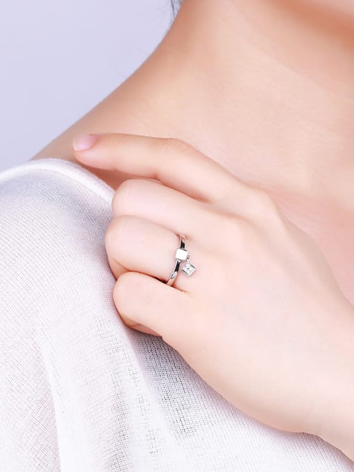 One Silver Fashion Geometric Shaped Zircon Ring 1