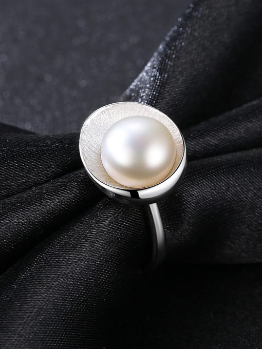CCUI Sterling Silver 9-9.5mm natural pearl free size ring 3