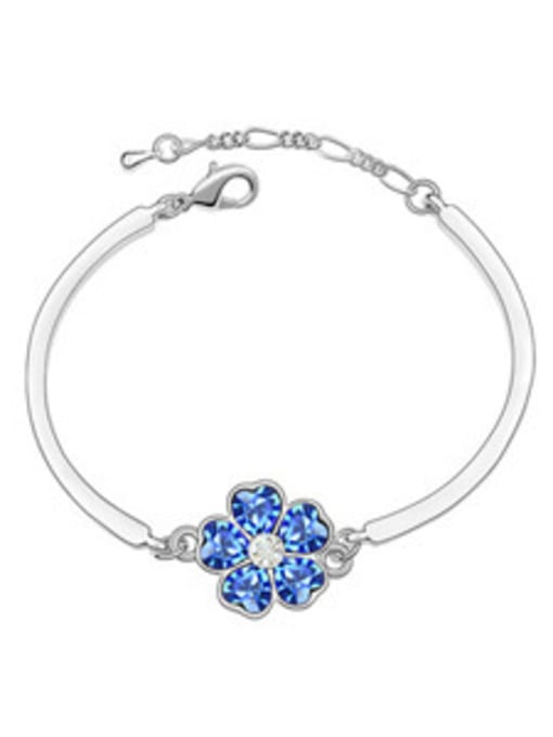 royal blue Simple austrian Crystals-Covered Flower Alloy Bracelet