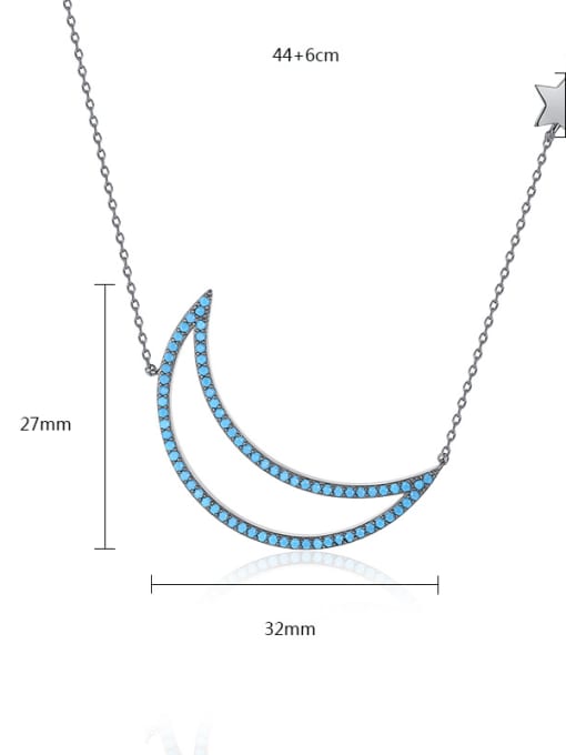 BLING SU Copper inlaid AAA Blue Zircon simple Moon Necklace 2