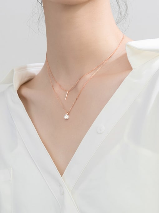 Rosh 925 Sterling Silver With 18k Rose Gold Plated Delicate Round Multi Strand Necklaces 3