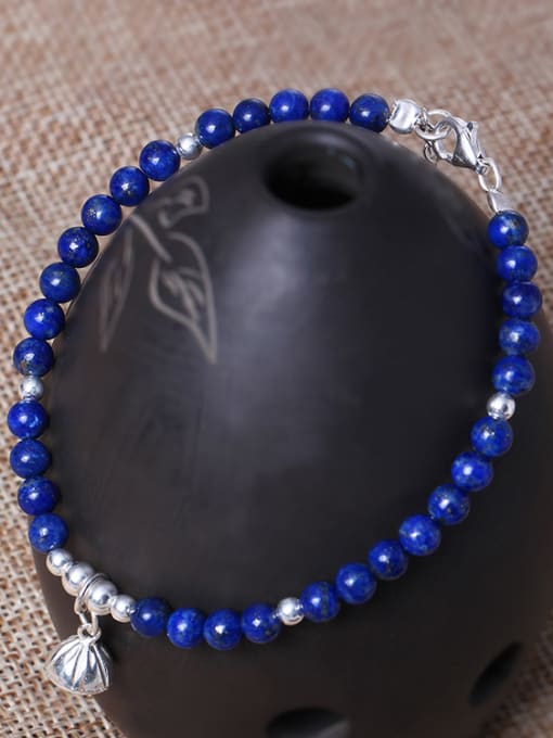 SILVER MI National Style Natural Lapis Lazuli Bracelet 1