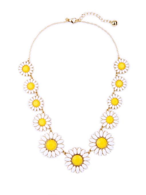 KM Alloy Gemstones Sun Flowers -Shaped Necklace 0