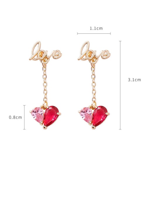 Girlhood Alloy With Gold Plated Simplistic Heart Drop Earrings 4