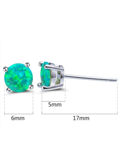 Green 6MM Opal Stone stud Earring