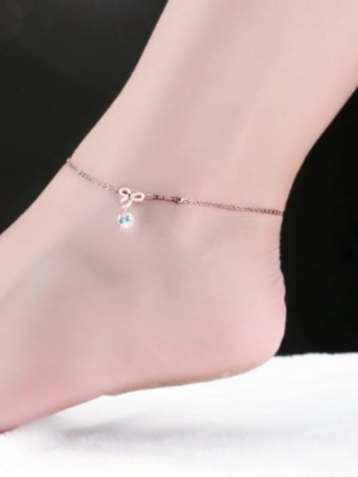 Open Sky Simple Rose Gold Plated Little Bowknot Titanium Anklet 1