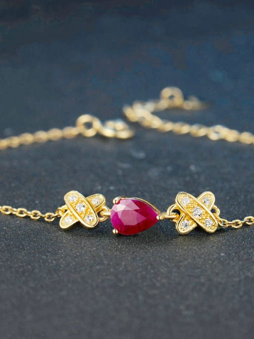 ZK Water Drop Cross Ruby Gold Plated Fashion Bracelet 2