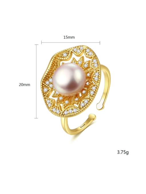 CCUI Sterling Silver with natural pearl free size ring 4