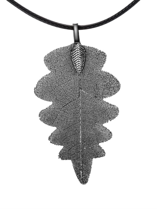 black gun Exquisite Geometric Shaped Natural Leaf Necklace