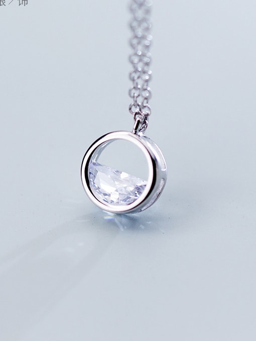 Rosh S925 silver Simple hollow Round drill necklace 3