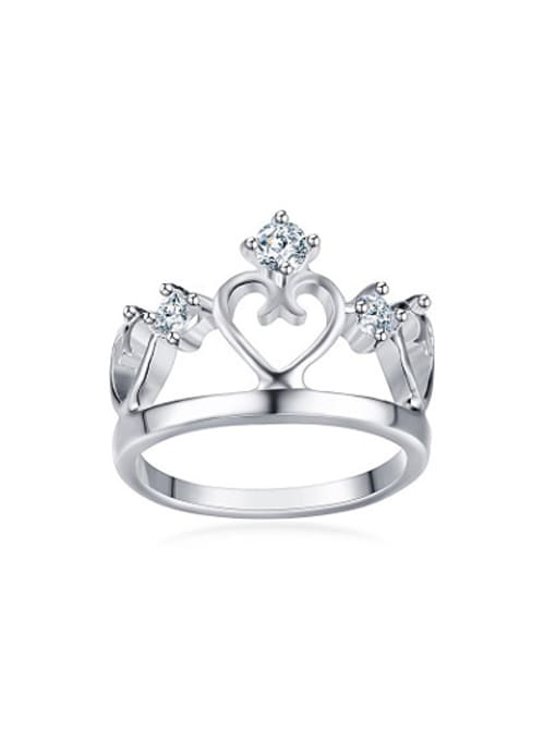 CONG Elegant Crown Shaped AAA Zircon Titanium Ring 0