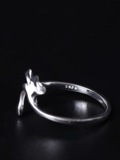 SILVER MI Temperament Leaves-shape Opening Statement Ring 1