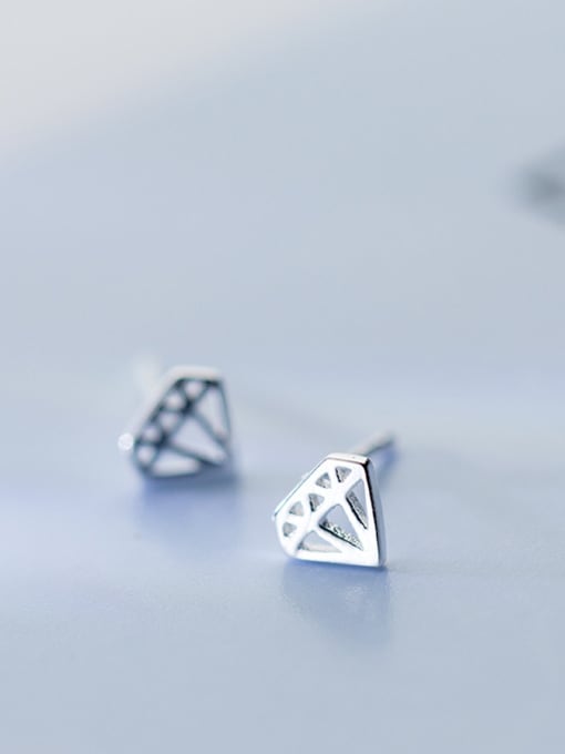 Rosh All-match Hollow Diamond Shaped S925 Silver Stud Earrings 2