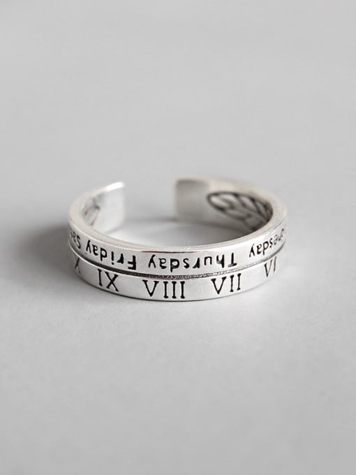 DAKA Sterling silver retro roman numerals ring 0