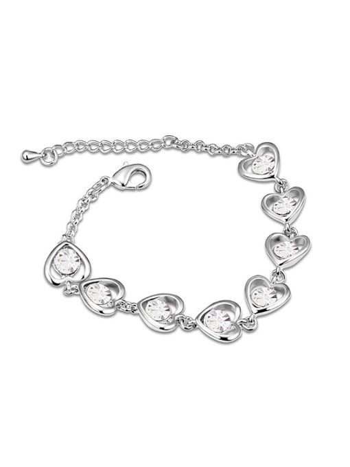 White Fashion Oval austrian Crystals Heart Alloy Bracelet