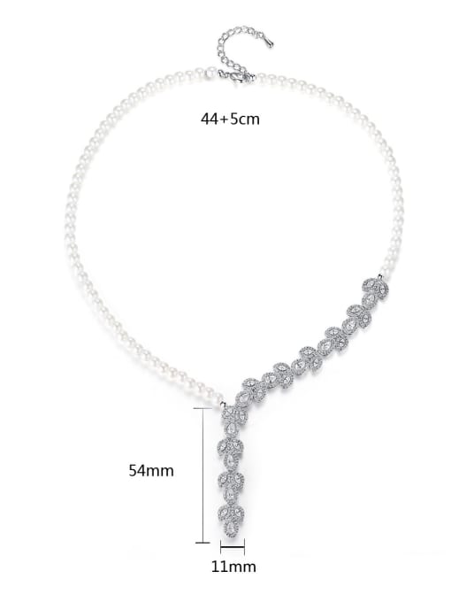 BLING SU Copper inlay AAA zircon synthetic pearl bridal necklace 3