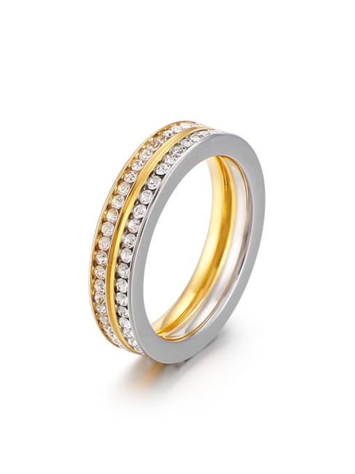 Gold and silver Stainless Steel With Cubic Zirconia Fashion Rings