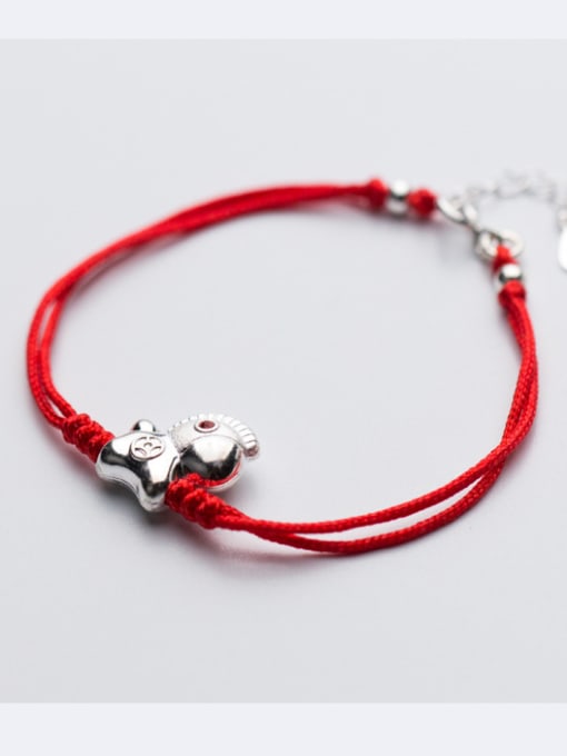 Rosh Sterling silver lovely horse hand-woven red thread bracelet 1