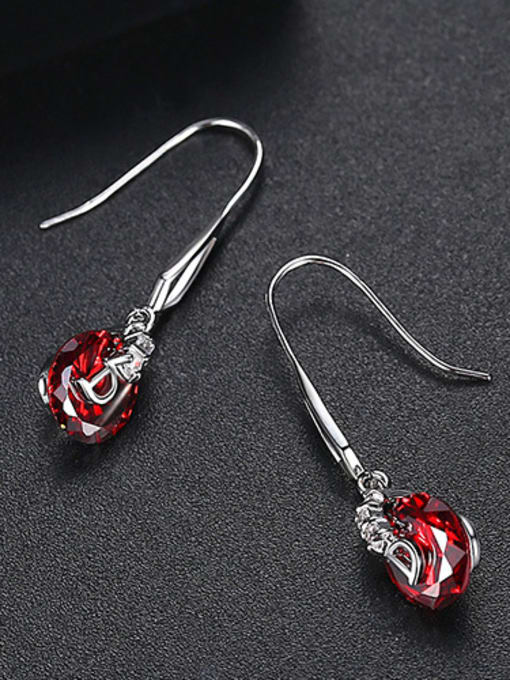 Red Copper inlaid AAA cubic zirconia class round drop earrings