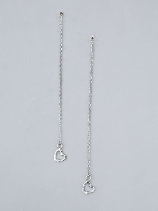 One Silver Simple Little Hollow Heart 925 Silver Line Earrings 2