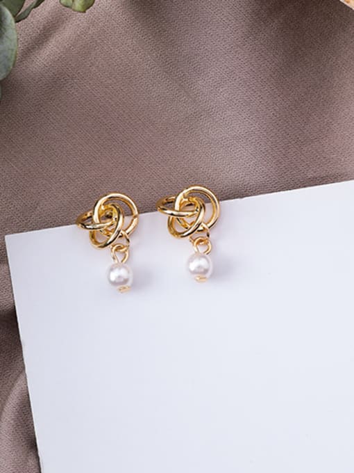 A Alloy With Gold Plated Trendy Bowknot Imitation Pearl Drop Earrings