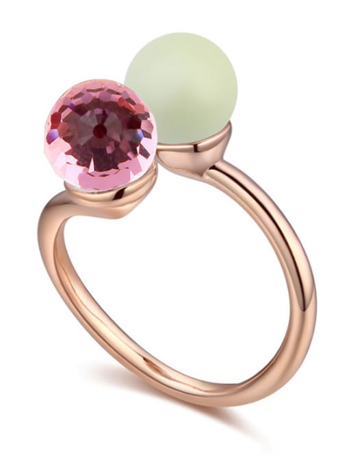 QIANZI Personalized Imitation Pearl austrian Crystal Alloy Ring 2