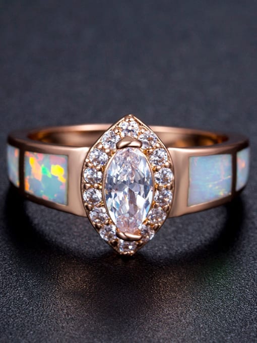 UNIENO Colorful Opal Zircons Rose Gold Plated Women Ring 1