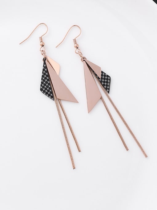12#11370 Stainless Steel With Rose Gold Plated Fashion Geometric  Tassels Drop Earrings