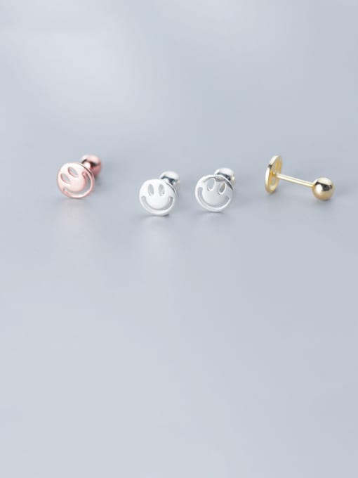 Rosh 925 Sterling Silver With Gold Plated Simplistic Face Stud Earrings 1