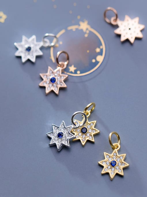 FAN 925 Sterling Silver With Cubic Zirconia Personality Anise Star  Pendants