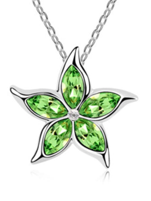 green Simple Marquise austrian Crystals Flowery Alloy Necklace