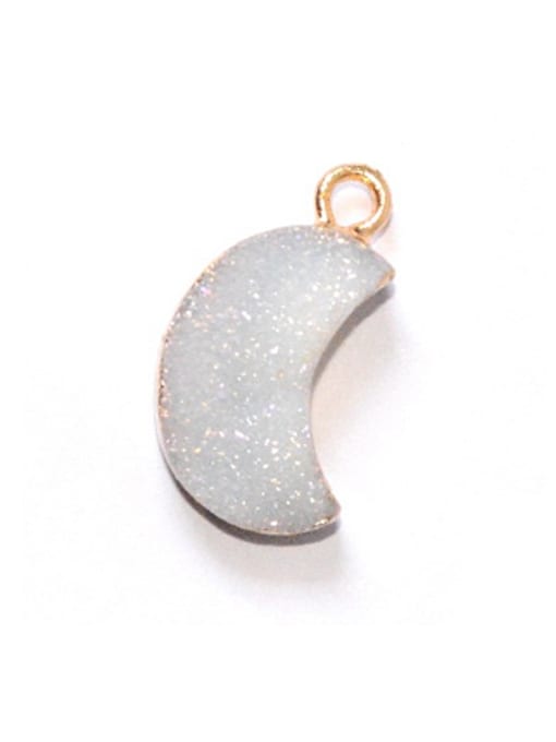 White Simple Moon-shaped Natural Crystal Pendant