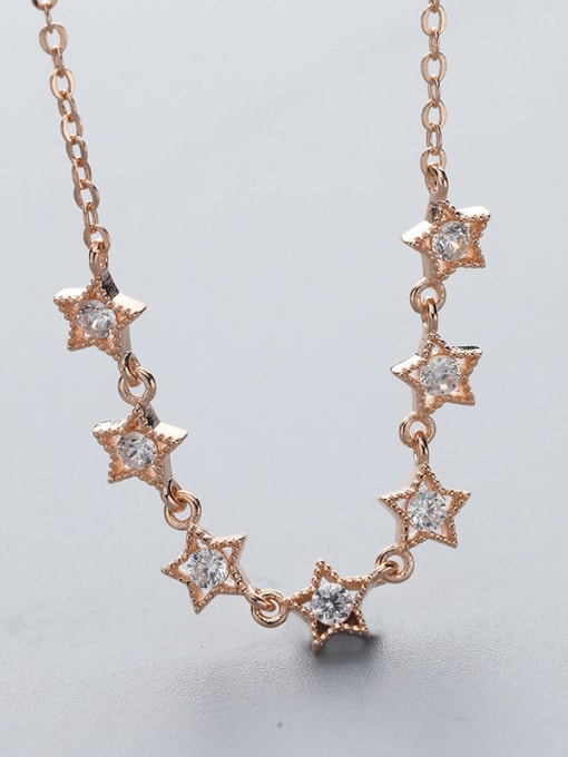 One Silver Star Zircon Necklace 2
