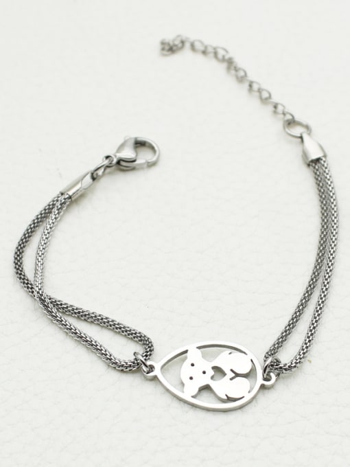 XIN DAI Fashion Bear Hollow Double Lines Bracelet 1