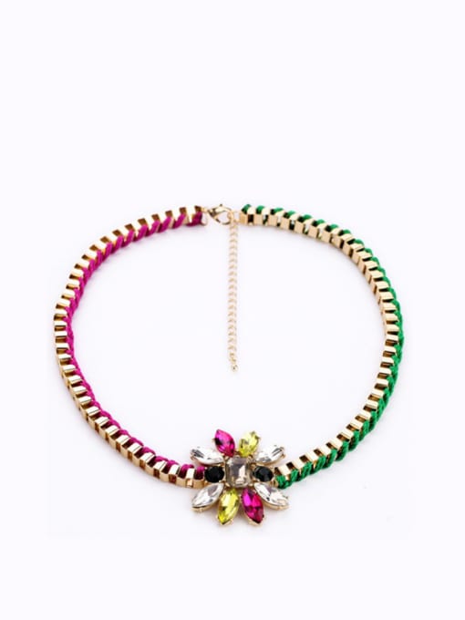 KM Colorful Knitting Flower Alloy Necklace 0