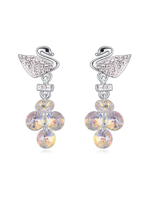 white Fashion Shiny Swan Cubic austrian Crystals Alloy Drop Earrings