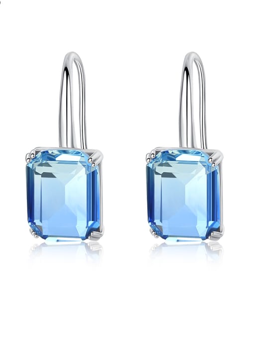 BLING SU Copper With Cubic Zirconia Luxury Square Hook Earrings