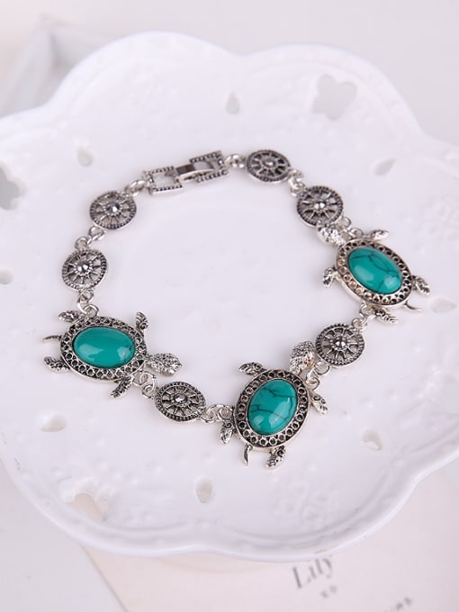 BESTIE Alloy Antique Silver Plated Vintage style Artificial Stones Sea Turtle Three Pieces Jewelry Set 3