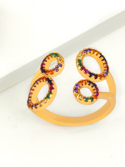 CC Copper With Cubic Zirconia Fashion Oval Statement Rings