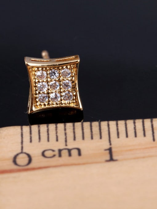 Qing Xing Square Mmicro Insert AAA Small Zircon 18K Real Gold Anti Allergy stud Earring 4