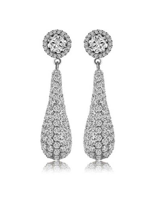 white Copper Alloy White Gold Plated Fashion Creative Zircon drop earring