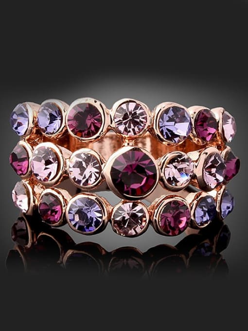 Wei Jia Fashion Cubic Rhinestones Rose Gold Plated Alloy Ring 0