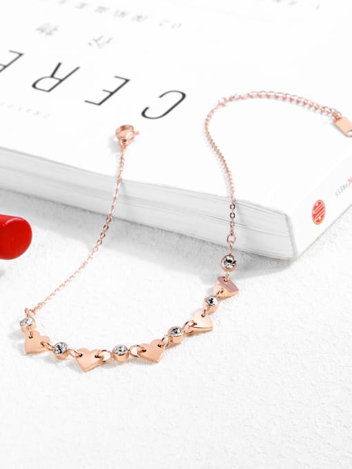 rose gold Stainless Steel With Rose Gold Plated Fashion Heart Anklets