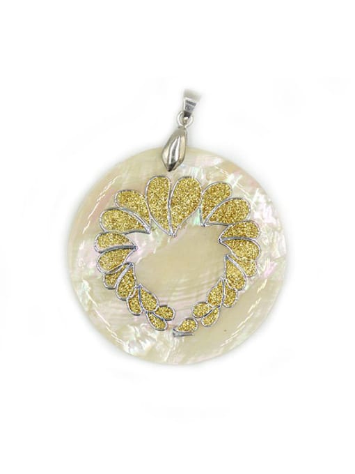 Tess Personalized Natural Crystal Round Shell Pendant 0