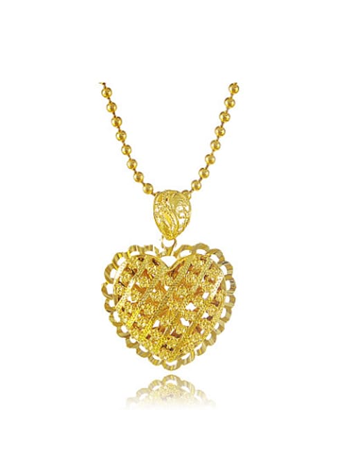 Yi Heng Da All-match 24K Gold Plated Hollow Heart Shaped Necklace 0