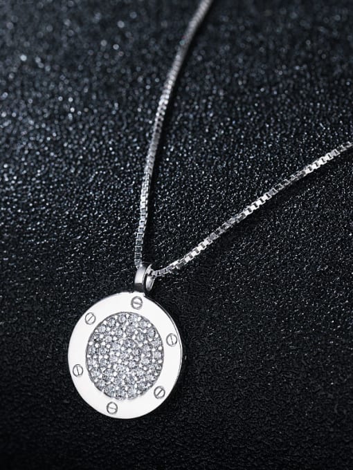 UNIENO 925 Sterling Silver With Cubic Zirconia Simplistic Round Necklaces 1