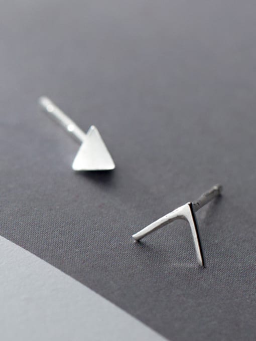 Rosh 925 Sterling Silver With Platinum Plated Simplistic  Asymmetry Triangle Stud Earrings 1