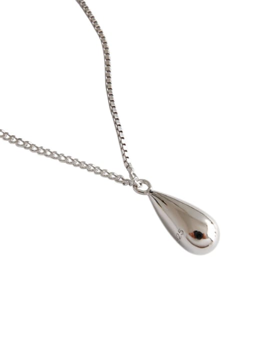 DAKA 925 Sterling Silver With Platinum Plated Simplistic Water Drop Necklaces 4
